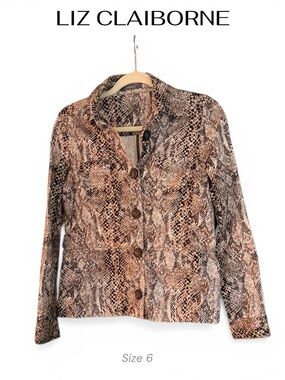 Liz Claiborne Brown & Tan Snakeskin Print Jacket